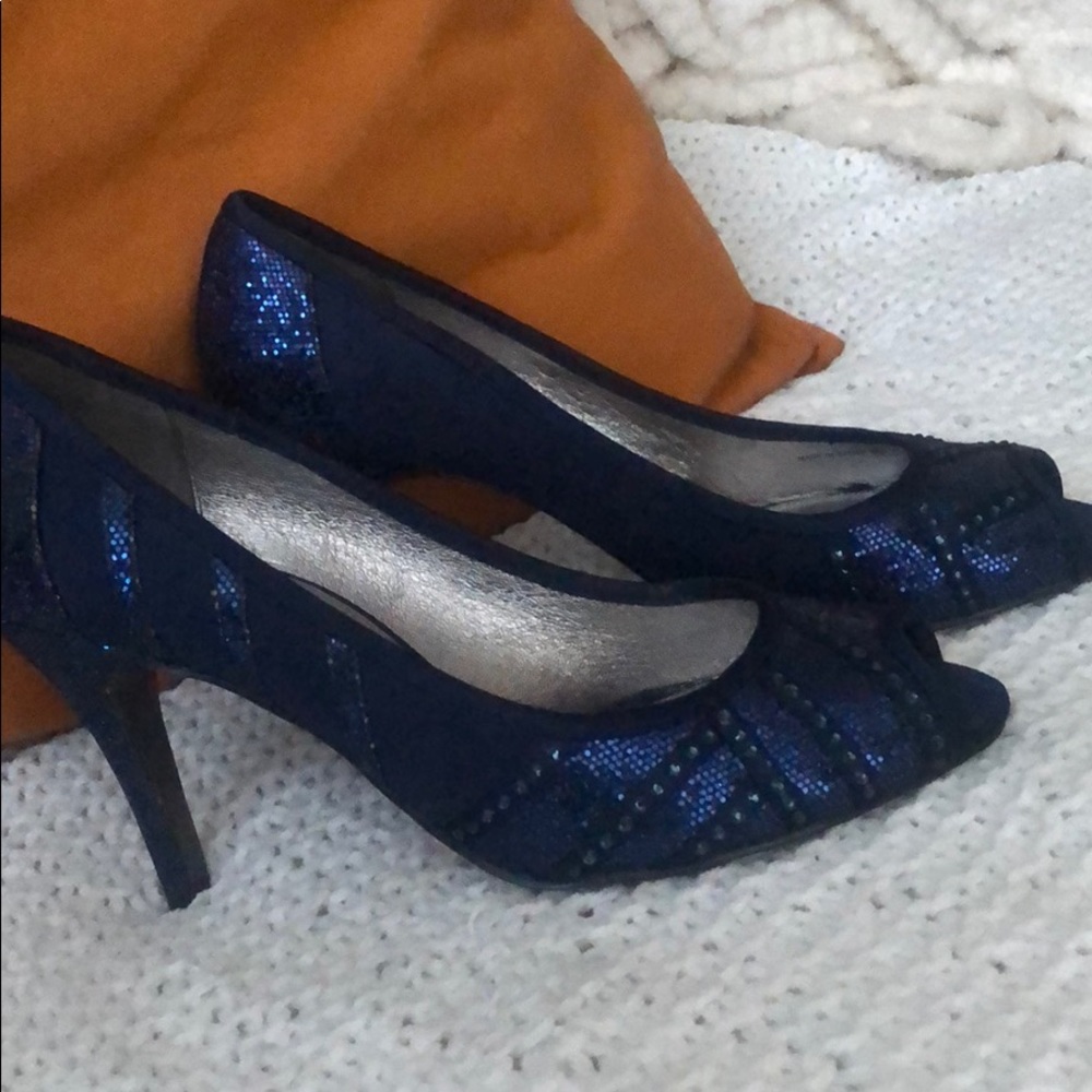 Royal Blue Sequenced high heels...new without tags
